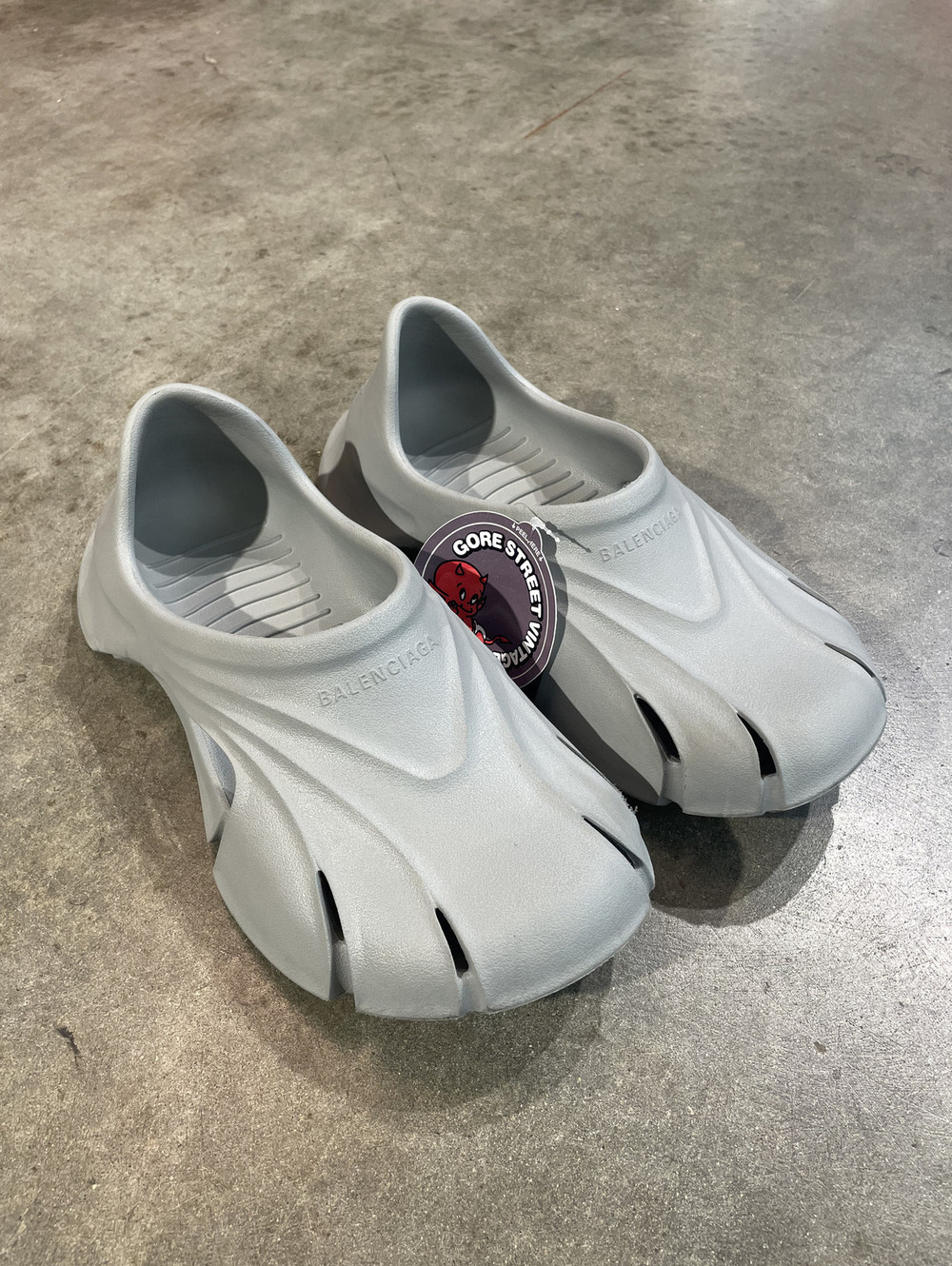 Grey Balenciaga Mold Closed Rubber Sandals Size 42